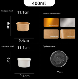 Ensaladera Kraft desechable con tapa ajustada para entrega de comidas frescas - Product Image 3