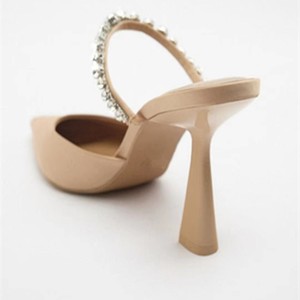 รองเท้าส้นสูงประดับเพชรสำหรับผู้หญิง ดีไซน์เซ็กซี่ รุ่นใหม่ล่าสุดสำหรับฤดูร้อน ไซส์ใหญ่พิเศษ สวยหรู ปลายแหลม แฟชั่น รองเท้าแตะแบบสวม - Product Image 4