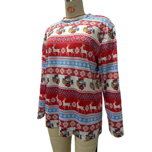 Personnalisé Nouvelle Mode Femmes À Manches Longues Tops Dames Noël Imprimé Plus La Taille Blouses pour Femmes - Product Image 4