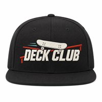 Casquette Snapback à faible MOQ avec broderie graphique Urban Deck, échantillonnage rapide pour les vendeurs de mode jeunesse avec marque privée