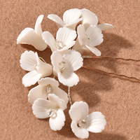 Épingle à cheveux en forme de U, accessoires de cheveux de mariage, épingle à cheveux à fleurs en céramique blanche