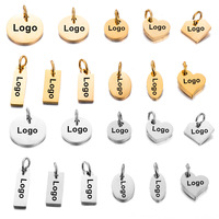 Breloques de bijoux personnalisées avec logo gravé, breloques vierges pour colliers, breloques en acier inoxydable en forme de cœur, rondes, ovales, pour colliers, bracelets, breloques métalliques gravées au laser
