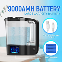 PHYFLOW Gobelet d'eau riche en hydrogène à double cœur, auto-nettoyant, USB, à poser sur comptoir, 2L, 3000PPB, basse fréquence, avec logo personnalisé, cadeau de Noël