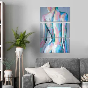 Conjunto de arte moderna para decoração, conjunto com 3 tela de quadros, arte de parede, pintura para mulher, sala de estar