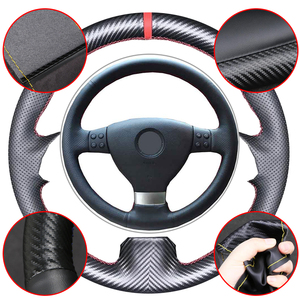 Housse de <span class=keywords><strong>volant</strong></span> de voiture sport en cuir microfibre fibre de carbone à 3 branches populaire pour Volkswagen <span class=keywords><strong>Golf</strong></span> <span class=keywords><strong>5</strong></span> Mk5 Passat B6 Jetta - Product Image 2