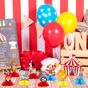 Nicro 9 pièces Animaux Fiesta Carnaval <span class=keywords><strong>Cirque</strong></span> Fête Décorations de table 3D Centres de table en nid d'abeille - Product Image 6