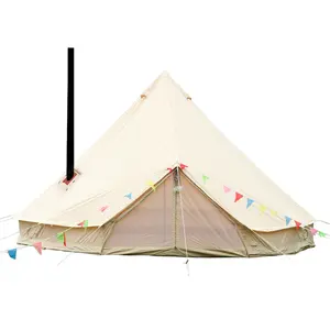 Tente en toile de coton étanche, 3m, 4m, 5m, pour Camping en plein air, famille, luxe