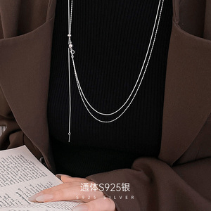 Gioielli di moda <span class=keywords><strong>925</strong></span> in <span class=keywords><strong>argento</strong></span> Sterling doppia catena collana serpente e catena a maglie per le donne - Product Image 4