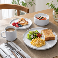 Service de Table de Luxe en Porcelaine Blanche – Assiettes, Bols et Tasses en Grès – Écologique et Compatible Lave-Vaisselle – Vaisselle en Gros
