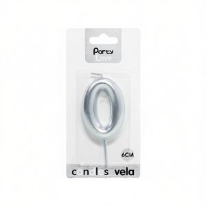 Candela Numero 0 Argento 6Cm per Decorazione Torta di Compleanno - Product Image 3