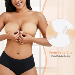 Phổ Biến Liền Mạch Silicone Backless Áo Ngực Cho Phụ Nữ Thoáng Khí Strapless Phía Trước Đóng Cửa Push-up Tạo Sexy Cleavage Tái Sử Dụng - Product Image 4