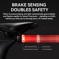 ROCKBROS Q2 MAX Lampu Belakang Sepeda Pintar dengan Sensor Rem, Nyala/Mati Otomatis, Tampilan Kustom & 4 Mode USB-C