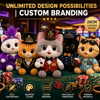 Peluche personnalisée avec logo, design de personnage de chat pour machine à sous de casino, jouet en peluche, commande en gros, peluche OEM ODM, cadeau promotionnel de Noël