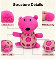 Jouet pour chien en peluche et TPR en forme d'ours rose, jouet interactif à mordre et à câliner pour chiens de petite et moyenne taille