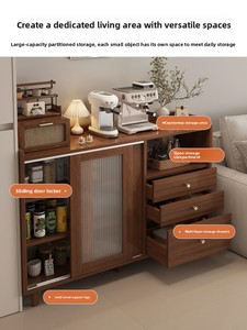 Mobiletto Angolare per Caffè in Stile Vintage, Armadietto da Cucina con Ante in Vetro Changhong, Credenza Multi-Scomparto per Sala da Pranzo - Product Image 2