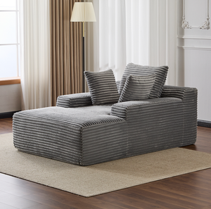 Oversized Convertible Chaise Lounge Chair Modern Plush Chenille Upholstered Sleeper Sofa Daybed 3 <b>Throw</b> Pillows Wide Armrest - Product Image 1