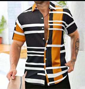 Chemise décontracté<span class=keywords><strong>e</strong></span> pour homme, nouvelle collection été, style hawaïen, à manches courtes, boutonné<span class=keywords><strong>e</strong></span>, imprimé géométrique, respirante, pour la plage - Product Image 5