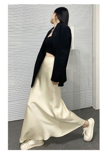 Gonna <span class=keywords><strong>a</strong></span> <span class=keywords><strong>Vita</strong></span> <span class=keywords><strong>Alta</strong></span> Snellente di Media Lunghezza 2025 da Donna in Raso di Acetato Abito Lungo <span class=keywords><strong>a</strong></span> Coda di Pesce per Fianchi Gonna Drappeggiata Primavera ed Estate - Product Image 5