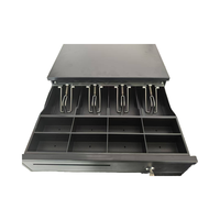 Tiroir-caisse USB HER 405-D compatible avec les systèmes de point de vente, coffre-fort métallique pour argent, plateau de collecte avec câble de verrouillage, compartiments pour 4 billets/5 pièces