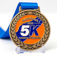 Médaille de course et de marche 5K en alliage de zinc bronze antique, avec bordure couronne de lauriers, pour course communautaire, avec marquage personnalisé de l'année