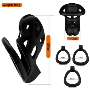 Jouets sexuels en silicone pour hommes Jiuai Ningbo, dispositif de chasteté, anneau de chasteté, cage à oiseaux, masturbation, CB - Product Image 4