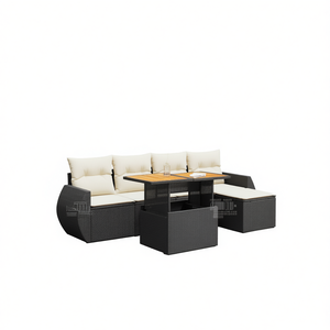 Black <b>Rattan</b> Garden <b>Sofa</b> Set With Storage 4 Seater Outdoor Furniture Contemporary Design - Product Image 1