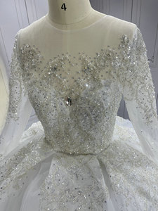 Robe de mariée algérienne africaine appliquée en dentelle de cristal arabe belle meilleure robe de bal à manches longues robe de mariée - Product Image 6