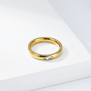 yunnique cross-border popular marquise diamond <b>ring</b> for women, <b>titanium</b> steel gold-plated niche high-end pinky <b>ring</b> - Product Image 3