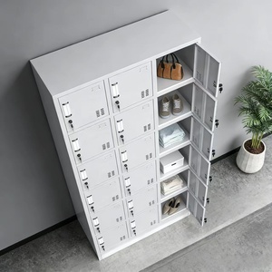 Armoires métalliques, armoires de rangement, armoires de rangement en acier <span class=keywords><strong>à</strong></span> 18 portes avec poignées et serrures intérieures, utilisation pour les dortoirs scolaires, les hôpitaux - Product Image 1