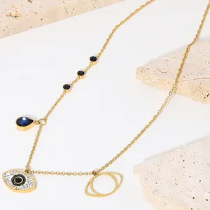 Dazgirl collier acier inoxydable bijoux luxe 2022 collier oeil bleu collier de fete