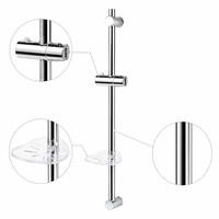 Barre de douche coulissante en acier inoxydable avec porte-savon intégré pour la rénovation de salles de bain d'appartements et la distribution aux revendeurs