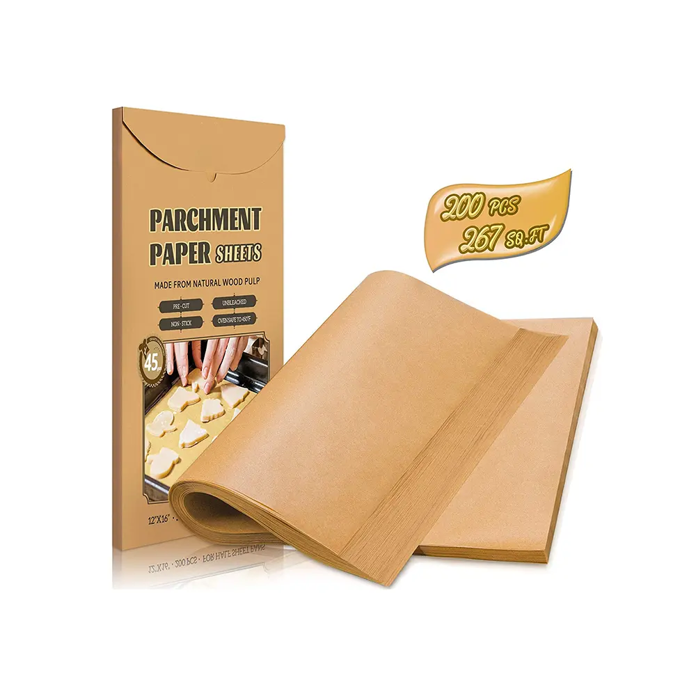 Parchment Paper Baking Sheets Precut Non-Stick Parchment Sheets for Baking Cooking Air Fryer and Steaming Grilling Fit for Pans