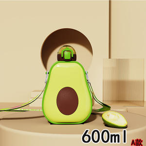 Vasos de Plástico Ecológicos con Forma de Aguacate, Creativos y Lindos, con Correas para Exteriores, Pajitas para Niños, Estilo de Dibujos Animados, para el Regreso a Clases - Product Image 2