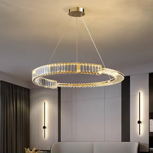 Zeil Lighting Moderne Dimmable Cristal Pendentif Lumière Halo Anneau Cercle Conception Hauteur Réglable pour Hôtel Bureau À Domicile Lustre - Product Image 1