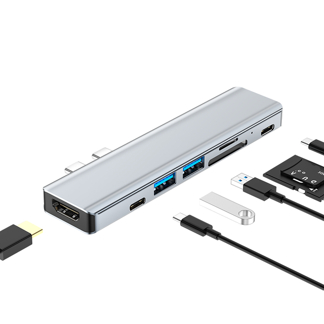 7 in 1 Aluminum USB C HUB 3.0 with PD Power Delivery 4K Vedio TF SD Reader USB-C Data Laptop Powered Usb c Hub