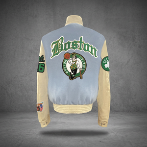 Veste universitaire d'hiver en laine de Boston avec col montant et lettrage Old English - Product Image 3