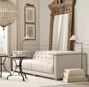Hot Sale Elegant Modular Fabric/Leather sofa set Square Frame and Deep Button Tufting Savoy Sofa Living room Furniture