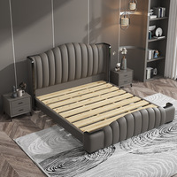 Vente en gros de lits modernes de luxe populaires pour chambre à coucher, avec cadre de lit king size et rangement, en bois, en promotion