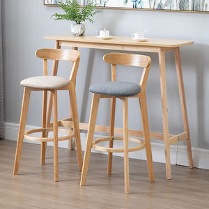 <span class=keywords><strong>Tabouret</strong></span> <span class=keywords><strong>de</strong></span> <span class=keywords><strong>bar</strong></span> moderne en bois avec siège rembourré, chaise haute élégante pour îlot <span class=keywords><strong>de</strong></span> cuisine, comptoir <span class=keywords><strong>de</strong></span> pub, <span class=keywords><strong>extérieur</strong></span>, hôtel, salle à manger, usage commercial - Product Image 2