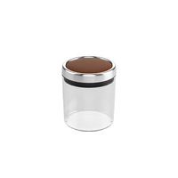 Pot de conservation en verre transparent avec couvercle ABS à motif bois pour aliments secs, épices, grains de café, organisateur de cuisine domestique, OEM