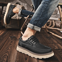 Chaussures décontractées pour hommes en cuir véritable, antidérapantes, à semelle souple, simples et polyvalentes, à lacets, pour le trajet quotidien et la ville, OEM