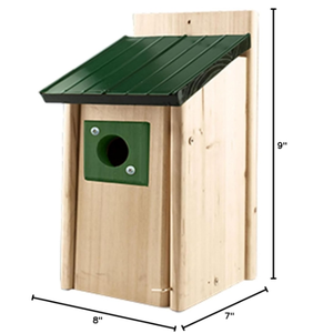 Toit métallique en cèdre naturel résistant aux intempéries pour l'extérieur classique en bois pour oiseaux bleus - Product Image 5