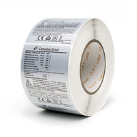 Autocollant électrique personnalisé en argent mat PET, impression en rouleau, étiquettes de produit auto-adhésives pour panneau solaire