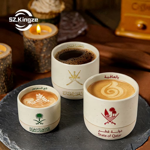 Kingze Customized Logo <strong>100ml</strong> 180ml 230ml Espresso Cappuccino <strong>Cup</strong> No Handle Ceramic Coffee Tea <strong>Cups</strong> - Product Image 1