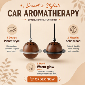 Diffuseur d'arômes de luxe en alliage d'aluminium en forme de Saturne en bois de noyer pour voiture <span class=keywords><strong>et</strong></span> décoration intérieure de chambre - Product Image 1