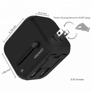 DE negro nos UE Reino Unido internacionales universal de viaje adaptador de corriente con 2 puertos usb cargador - Product Image 6