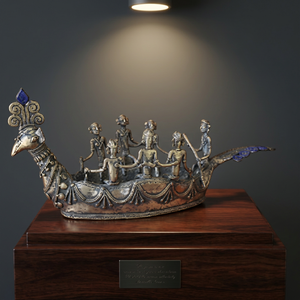 Sculpture artisanale en laiton de bateau tribal Dokra, art populaire traditionnel, objet de décoration pour la maison - Product Image 2