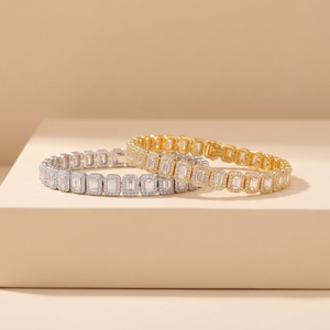 Fine Jewelry 18K <b>White</b> Gold Tennis <b>Bracelet</b> Emerald 3x5mm Lab Grown Diamond Tennis Chain Man Female - Product Image 1