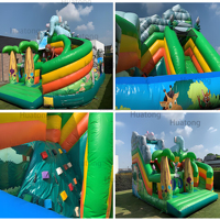 Château gonflable Huatong Hupfburg Monkey pour fête en plein air, château gonflable combiné, animaux de la savane, maison de rebond pour enfants