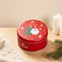 Boîte à biscuits plate ronde personnalisée avec logo, en fer blanc de qualité supérieure, hermétique et opaque, pour emballage cadeau de Noël, lot OEM